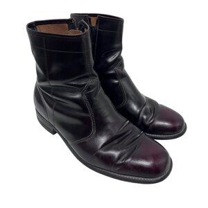Goodyear Mens Vintage Cordovan Burgundy Leather Zip Up Ankle Boots 9B USA